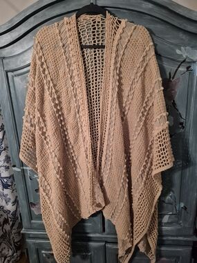 Beige Open-Knit Women’s Sweater Wrap